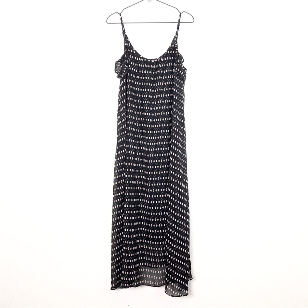 Who What Wear Maxi Dress Black Red Dotted Chiffon